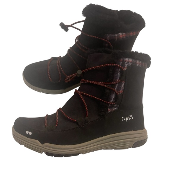 Ryka Alyssa Women's Black and Burgundy Fur Lined Winter Boots - Picture 2 of 7